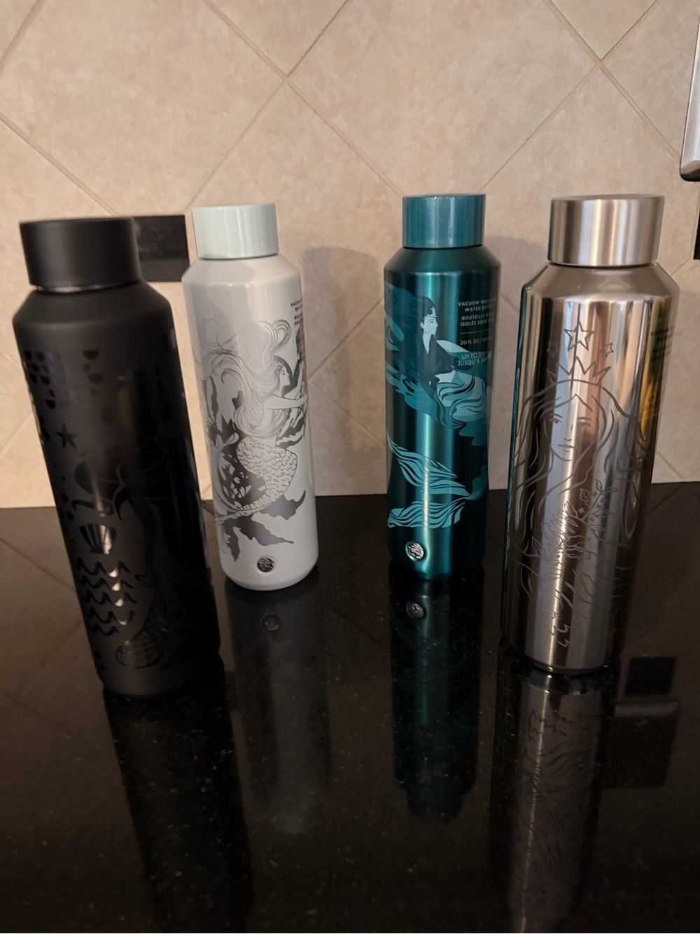 Starbucks Stainless Steel Bottle Set - Black, White, Teal, Silver